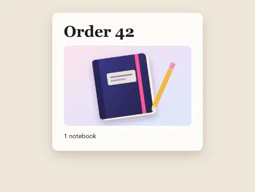 The order page at 42 ms: the heading Order 42 in Georgia, the stand-in font, and no status line yet.